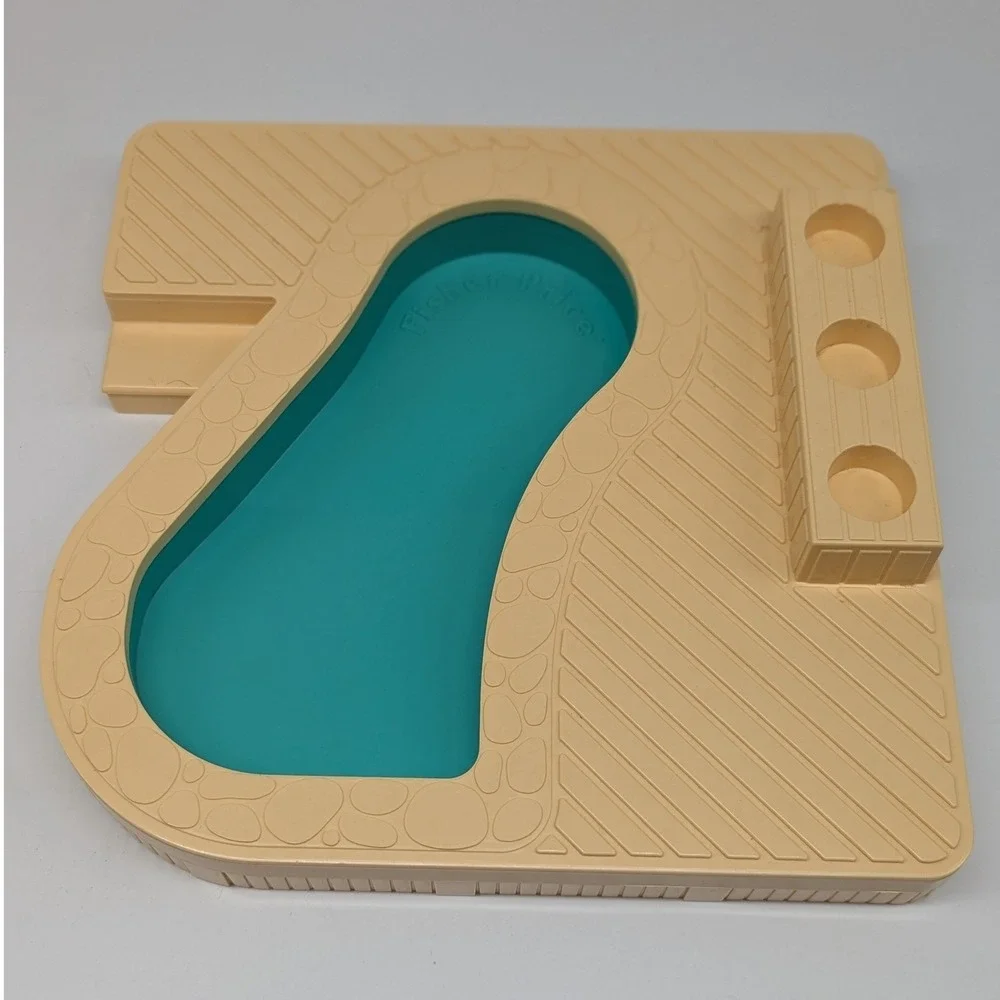 Fisher-Price Little People Swimming Pool 2526 Vintage 1986 Tan Blue Base Box